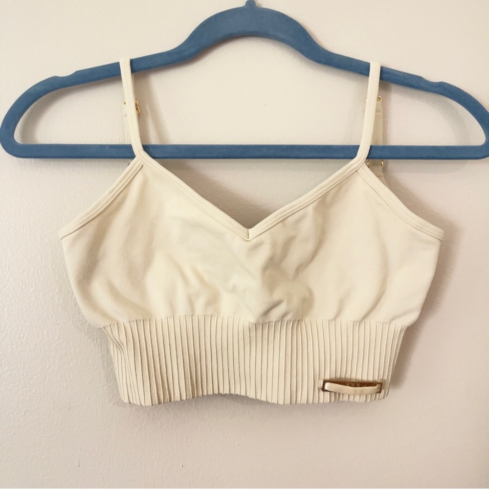 Bo+Tee Cream Ribbed Tank Top